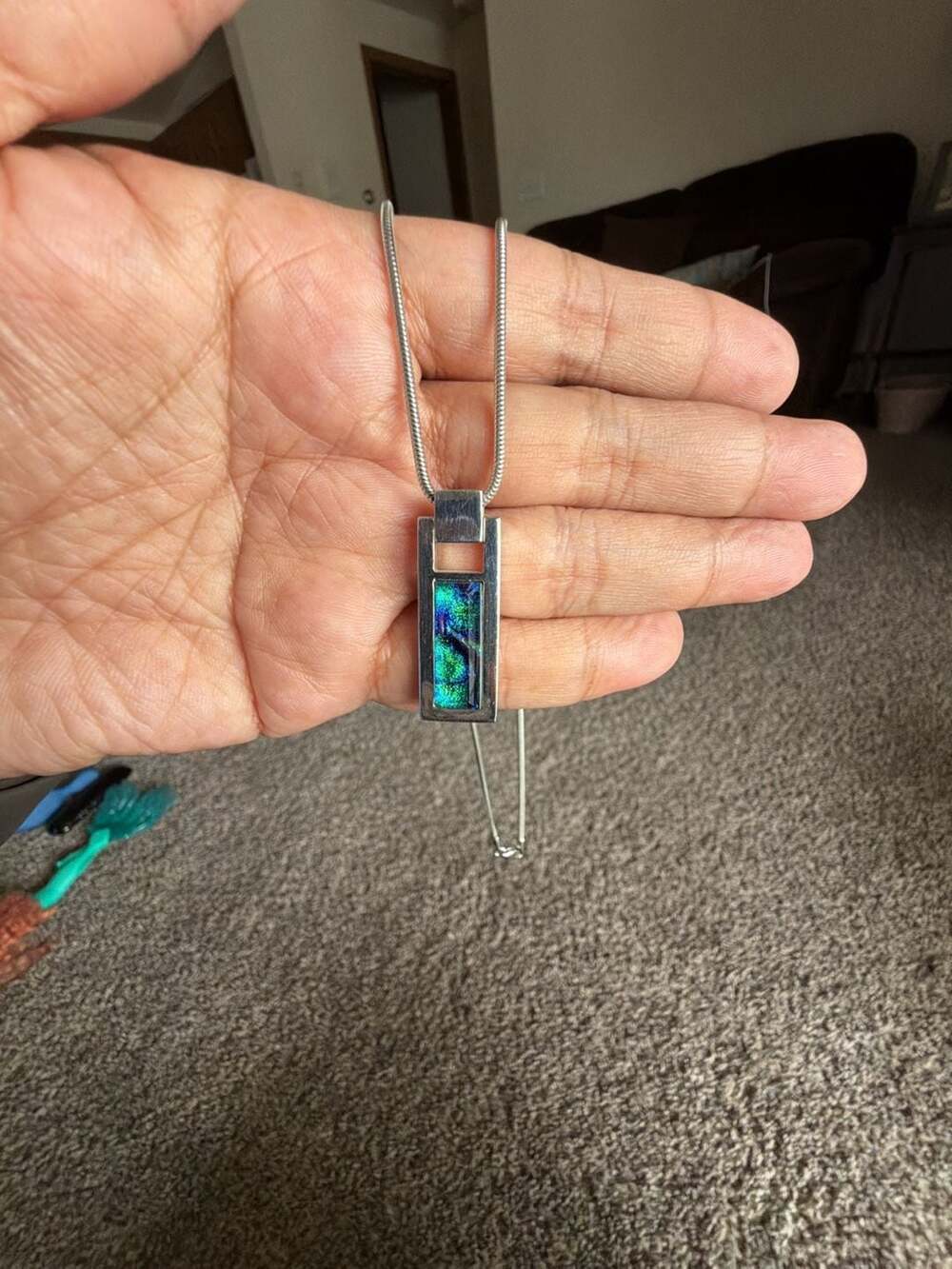 Sarah's Hope Jewelry Angela Pendant with Dichroic Glass in Sterling Silver